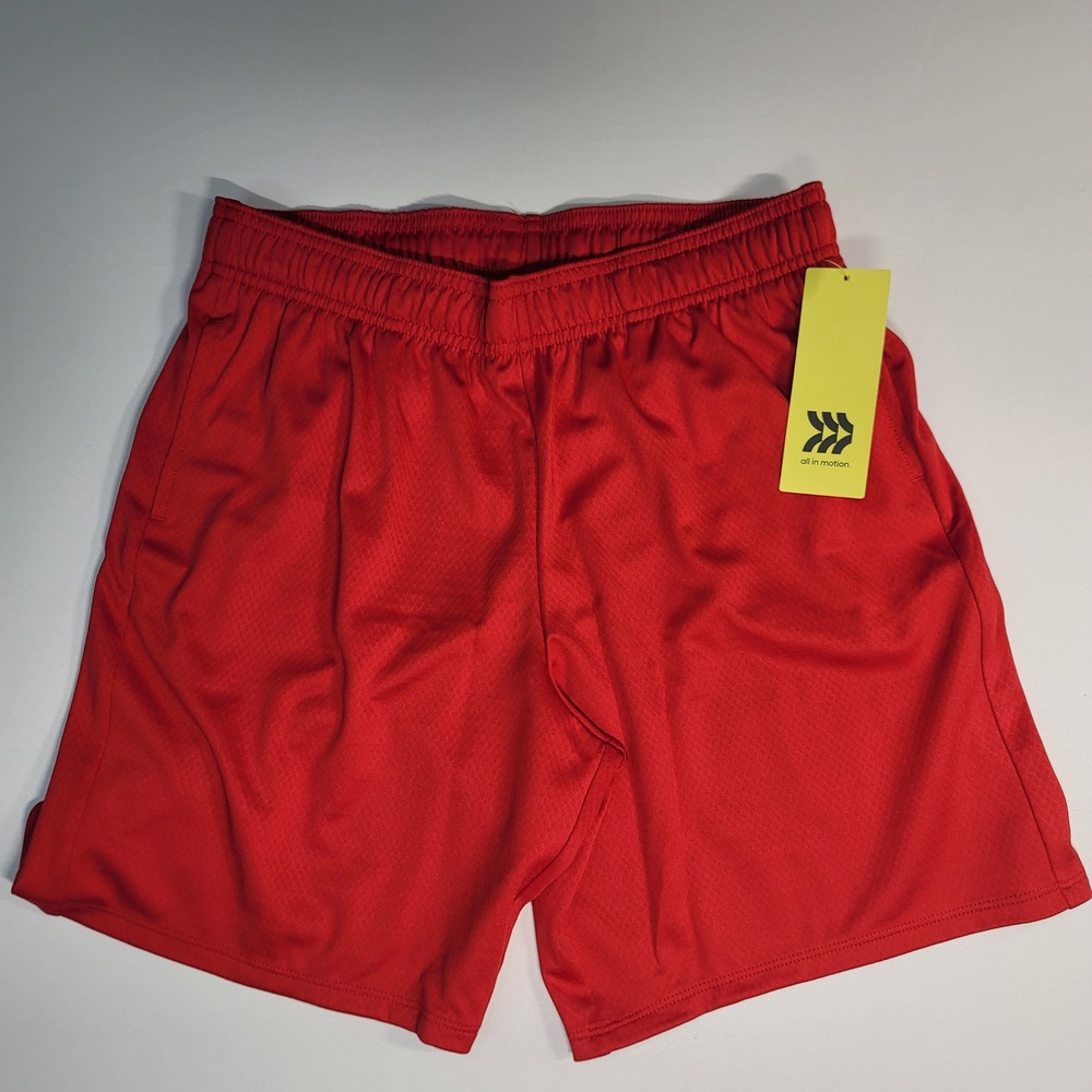 All in Motion Boys XL 14 Red Athletic Shorts Mesh Gym Sports Pockets NWT